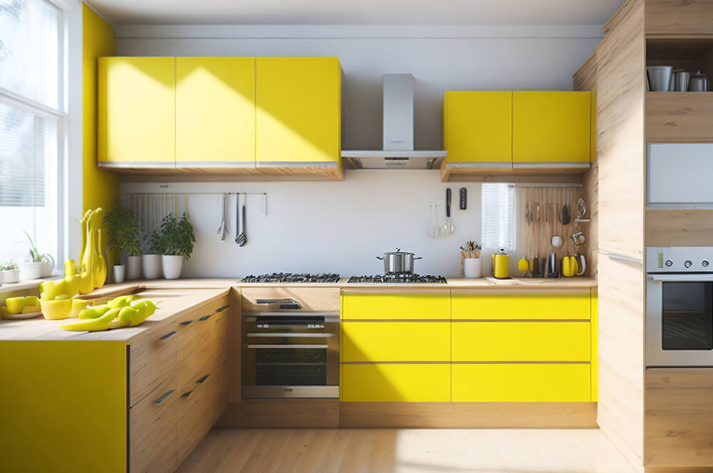 L-Shaped Yellow Kitchen