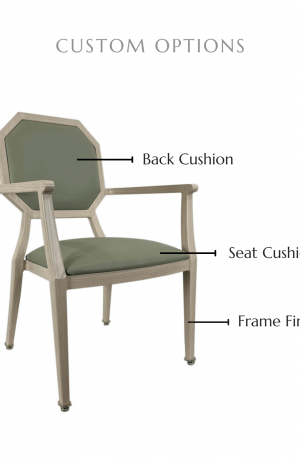 Customize this chair by selecting your back cushion, seat cushion, and frame finish.