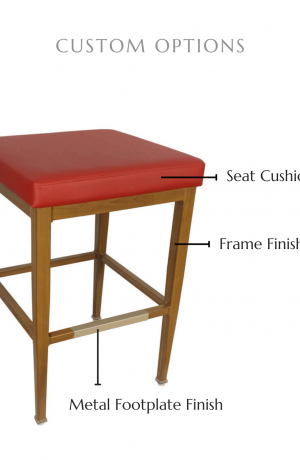 Customize this stool by selecting your seat cushion, frame finish, and metal footplate finish.
