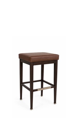 Aiden Espresso Wood Backless Bar Stool in Vinyl