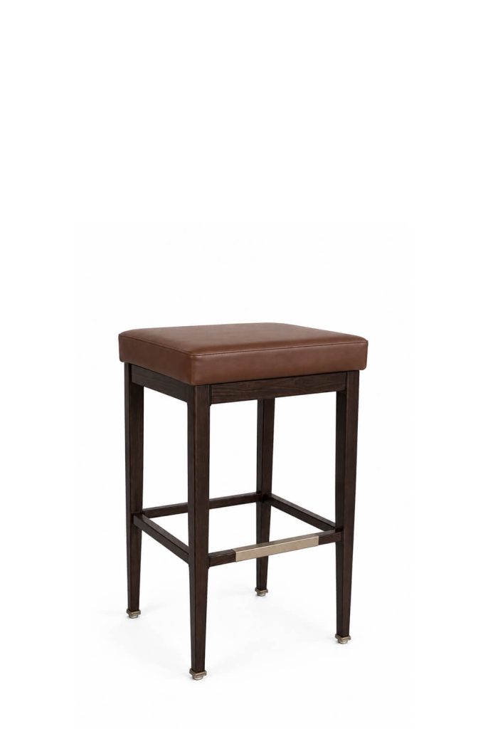 Aiden Espresso Wood Backless Bar Stool in Vinyl