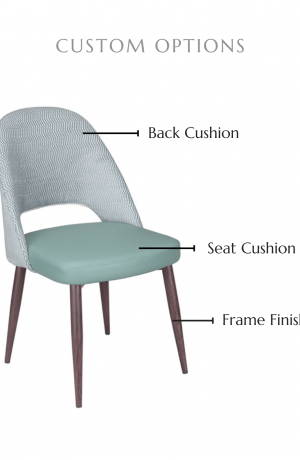Customize this chair by selecting your back cushion, seat cushion, and frame finish.