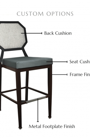 Customize this stool by selecting your back and seat cushion, metal footplate finish, and frame finish.