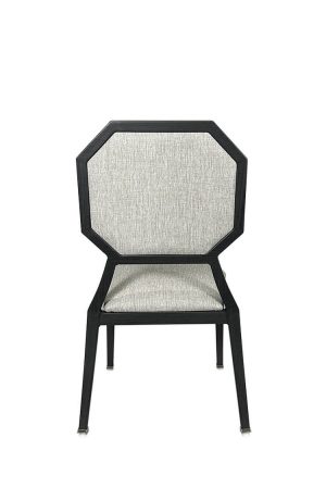 Enzo Black Wood Grain Dining Chair with Octagon Shaped Back - Back View