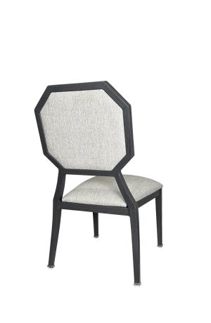 Enzo Black Wood Grain Dining Chair with Octagon Shaped Back - Back View