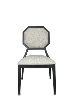Enzo Black Wood Grain Dining Chair with Octagon Shaped Back - Front View