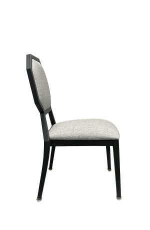 Enzo Black Wood Grain Dining Chair with Octagon Shaped Back - Side View