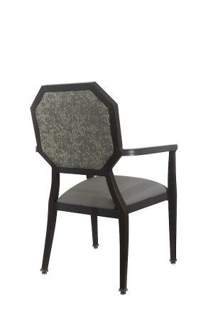 Enzo Dark Brown Wood Grain Dining Arm Chair with Octagon Back - Back View