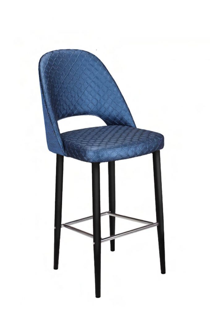 IH Seating Catherine Transitional Elegant Bar Stool with Curved Back in Blue and Black