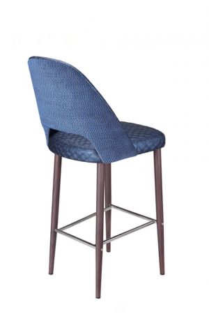 IH Seating - Catherine Transitional Elegant Bar Stool with Curved Back - in Blue Upholstery - Back
