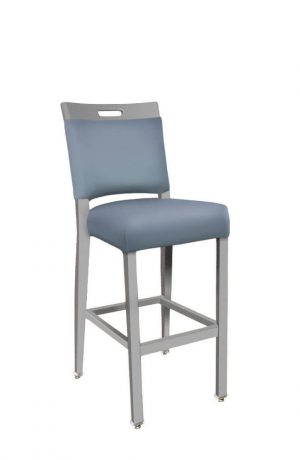 IH Seating Charlotte Silver Metal Bar Stool with Blue Fabric