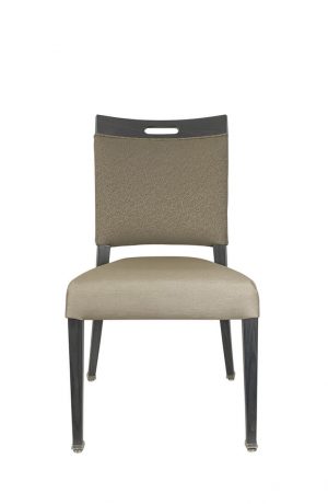 IH Seating Charlotte Slate Wood Grain Dining Side Chair with Brown Cushion - Front View