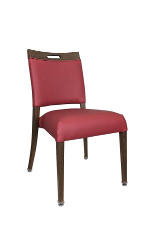 IH Seating Charlotte Walnut Wood Grain Dining Chair with Cherry Cushion