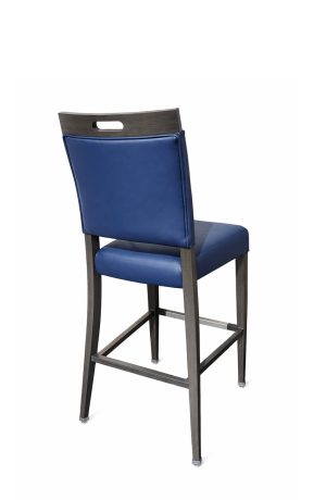 IH Seating's Charlotte Wood Grain Bar Stool in Blue - Back View