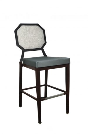 IH Seating Enzo Transitional Wood Grain Bar Stool with Octagon Shaped Back