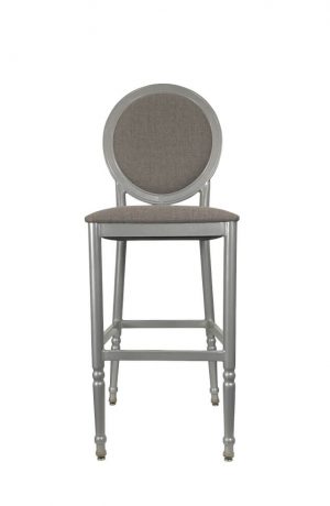 IH Seating Felicity Traditional Silver Wood Bar Stool with Oval Back - Front View