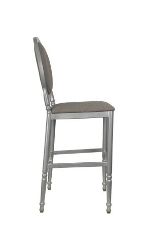 IH Seating Felicity Traditional Silver Wood Bar Stool with Oval Back - Side View