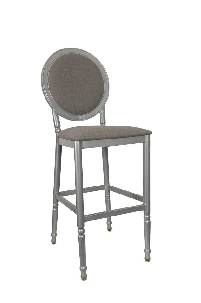 IH Seating Felicity Traditional Silver Wood Bar Stool with Oval Back