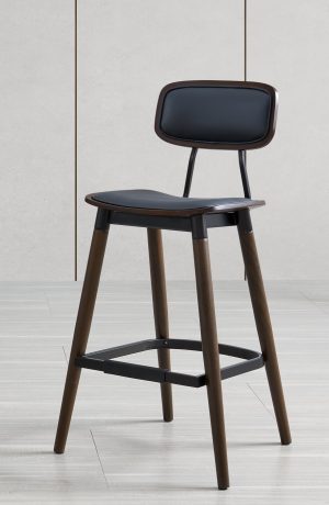 IH Seating Ingrid Industrial Wood Grain Bar Stool with Back