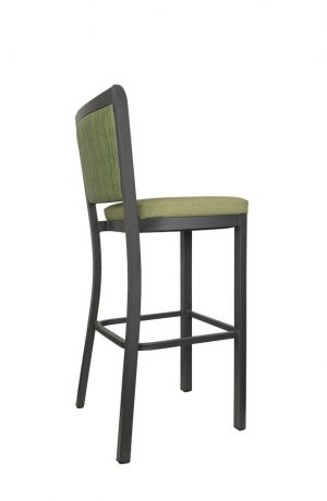 IH Seating Jared Black Metal Bar Stool with Multiple Green Fabrics - Back Side View