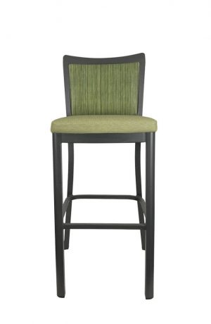 IH Seating Jared Black Metal Bar Stool with Multiple Green Fabrics - Front View