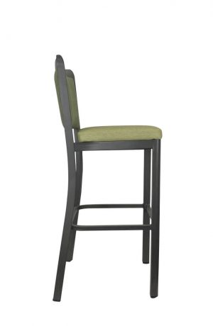 IH Seating Jared Black Metal Bar Stool with Multiple Green Fabrics - Side View