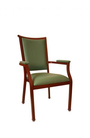 IH Seating Vincent Cherry Wood Grain Finish with Green Upholstery Dining Chair