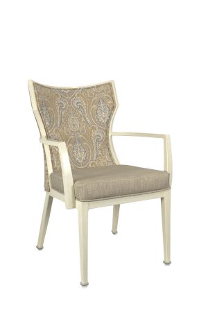 IH Seating Julian Transitional Light Natural Dining Chair with Paisley Fabric on Back