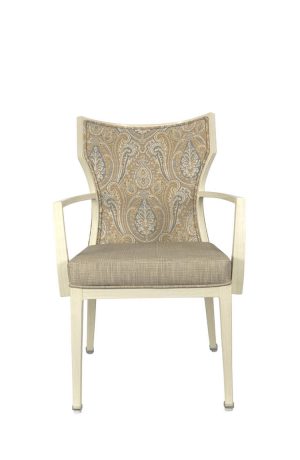 IH Seating Julian Transitional Light Natural Dining Chair with Paisley Fabric on Back - Front View