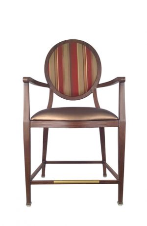 IH Seating Leopold Classic Brown Counter Stool with Arms and Oval Back - Front