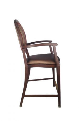 IH Seating Leopold Classic Brown Counter Stool with Arms and Oval Back - Side