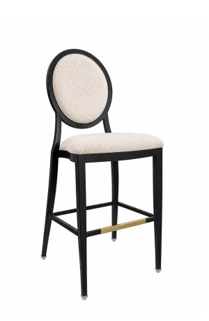 IH Seating's Leopold Commercial Grade Black Bar Stool with Oval Back