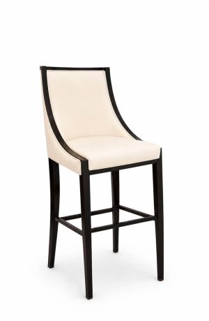 Classic Upholstered Wood Grain Bar Stool with Back - Commercial Grade