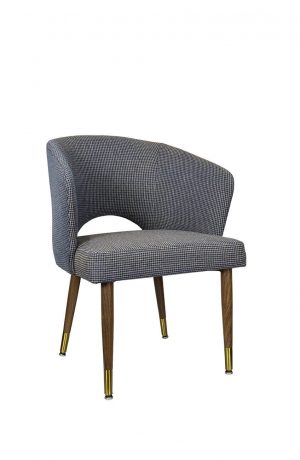 IH Seating - Skyler Modern Brown Upholstered Dining Arm Chair - in Houndstooth Fabric
