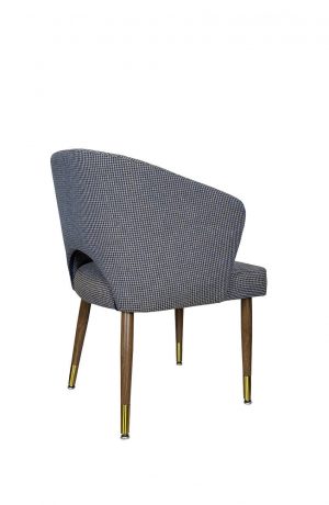 IH Seating - Skyler Modern Brown Upholstered Dining Arm Chair - in Houndstooth Fabric - Back Side