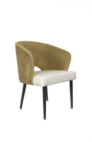 IH Seating - Skyler Modern Brown Upholstered Dining Arm Chair - in Gold and White Vinyl
