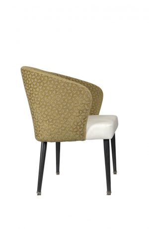 IH Seating - Skyler Modern Brown Upholstered Dining Arm Chair - in Gold and White Vinyl - Side