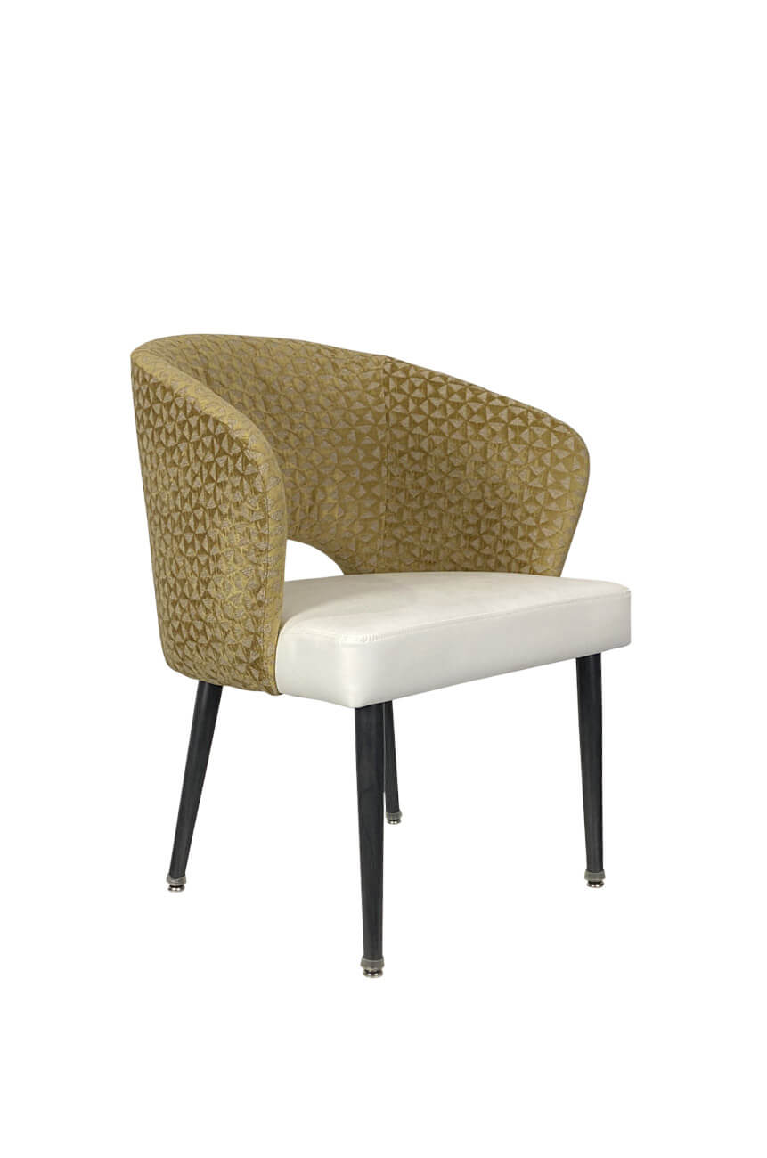 IH Seating - Skyler Modern Brown Upholstered Dining Arm Chair - in Gold and White Vinyl