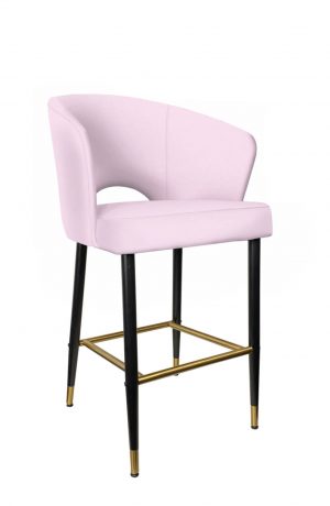 IH Seating's Skyler Pink Bar Stool with Black Metal and Gold Footrest