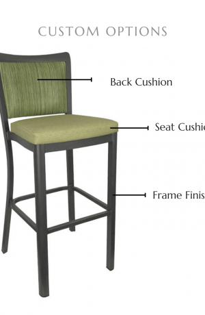 Customize this stool by selecting your back and seat cushion and frame finish.