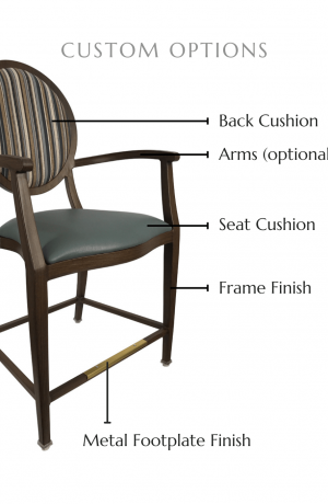 Customize this stool by selecting your back and seat cushion, metal footplate finish, and frame finish.