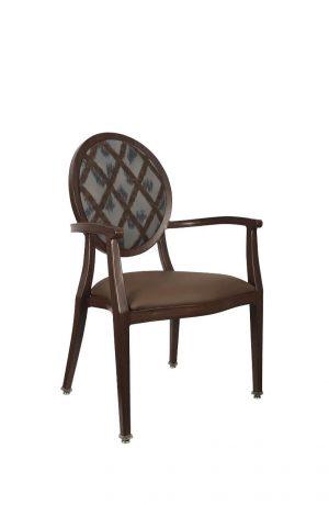Leopold Brown Wood Grain Dining Chair with Arms and Oval Back