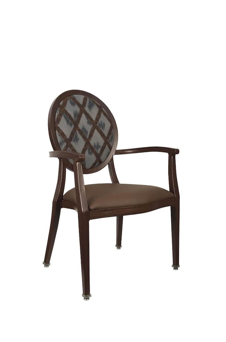 Leopold Brown Wood Grain Dining Chair with Arms and Oval Back