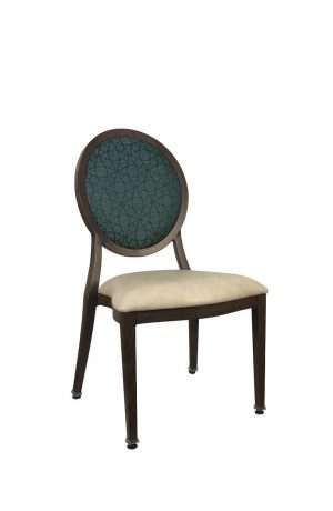 Leopold Teal Green and Tan Dining Chair with Oval Back