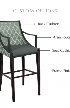 Customize this stool by selecting your back and seat cushion, arms (optional) metal footplate finish, and frame finish.