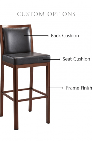 Customize this stool by selecting your back and seat cushion and frame finish.