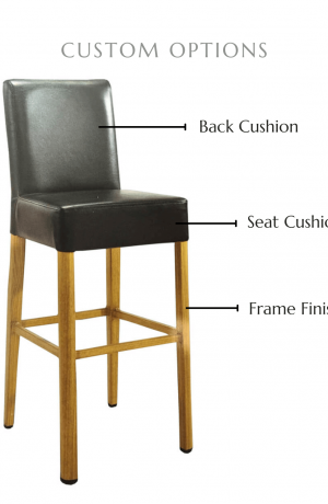 Customize this stool by selecting your back and seat cushion and frame finish.