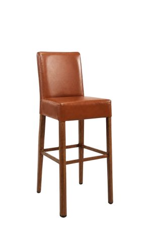 Thomas Brown Wood Grain Bar Stool with Vinyl