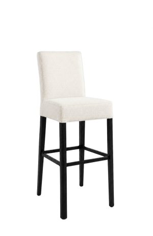 Thomas Commercial Grade Black Bar Stool with Upholstered Back