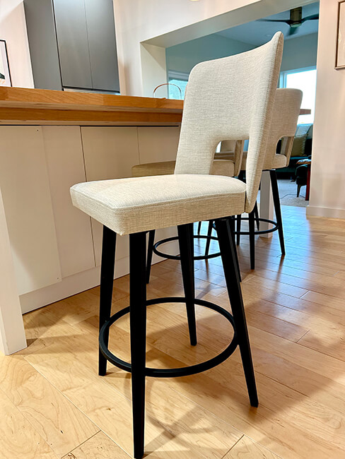 Amisco's Bryana Black Modern Swivel Bar Stool in Customer's Kitchen